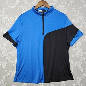 Jamie Sadock Golf Polo‎ Shirt Women's XL Athletic Half Zip Blue Black Colorblock
